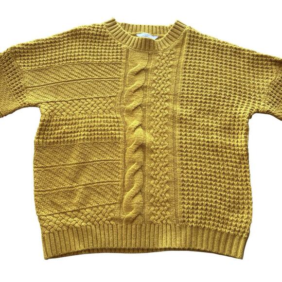 Time and Tru Lot Of 2 Women's Size L Yellow Beige Pullover Mixed Stitch Sweaters - Picture 7 of 13